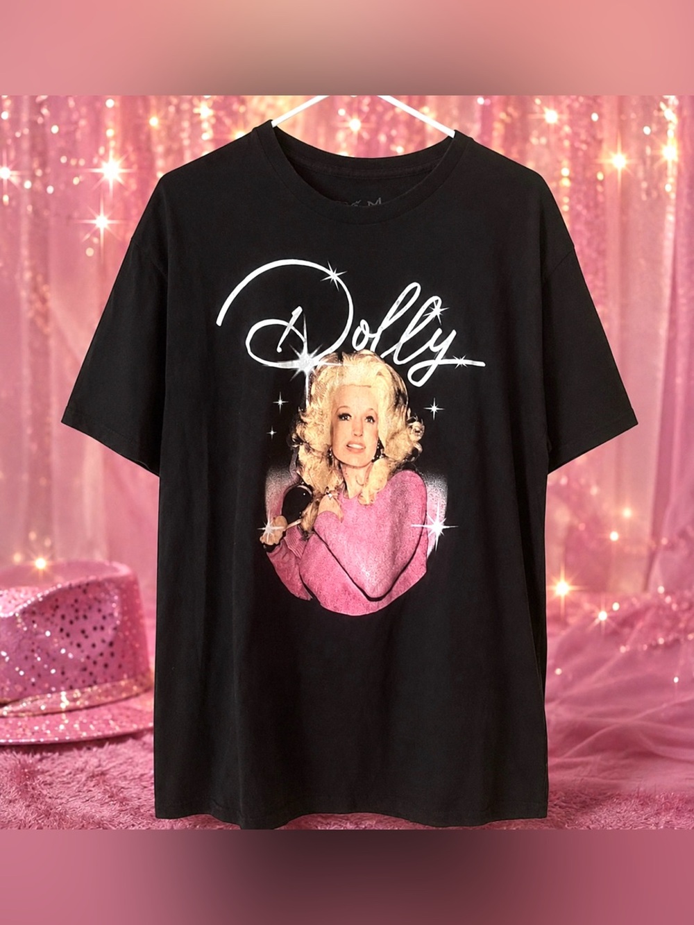 Dolly Parton Graphic T-Shirt Black Pink Country Music Tee